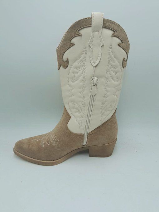 Botte bicolore Beige & Taupe