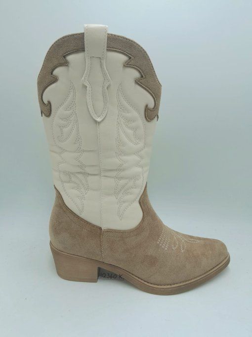 Botte bicolore Beige & Taupe