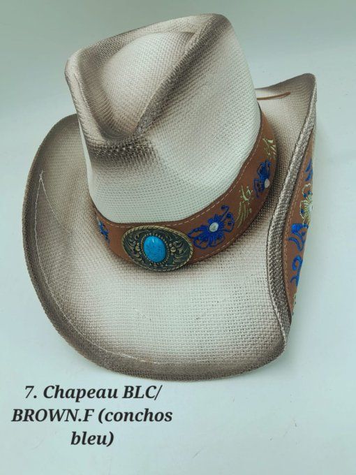 Hat " BLC/BROWN.F " with turquoise stones