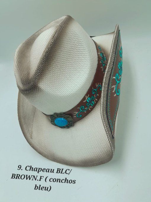 Hat " BLC/BROWN.F " with turquoise stones