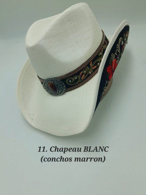 Hat " BLANC "  with turquoise stones