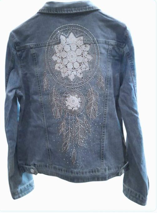 Veste en jeans brodés " Dream catcher "